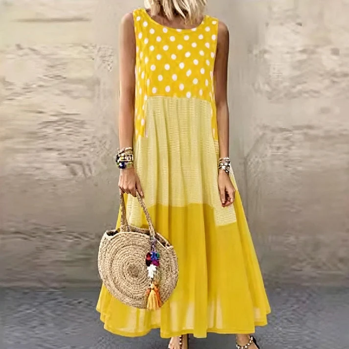 Shezina – Ärmelloses Patchwork-Kleid