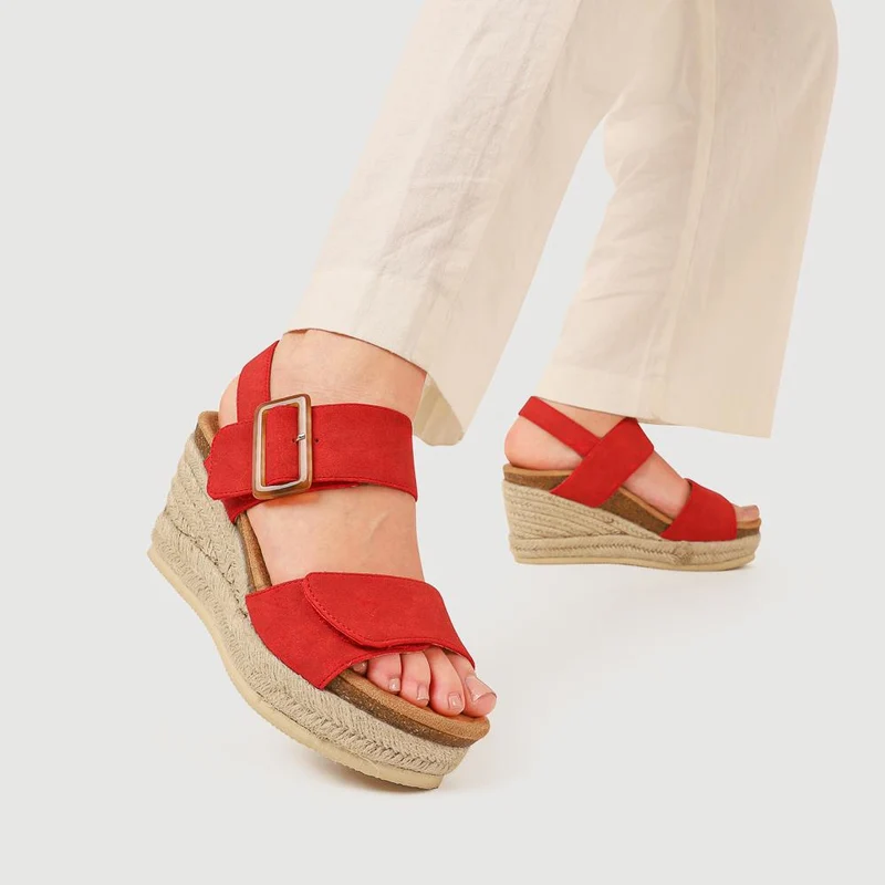 Wedge-Heeled Espadrilles - BELWBINS41056 / 327 236 - Red