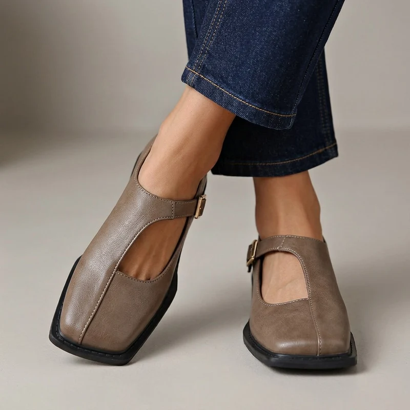 Eniolaa - Schuhe Mit Quadratischer Schuhspitze Und Schnallenriemen Im Vintage Stil