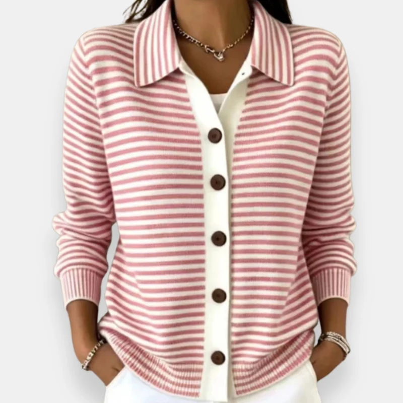 Kerana - Gestreifter Strickcardigan Mit Knöpfen
