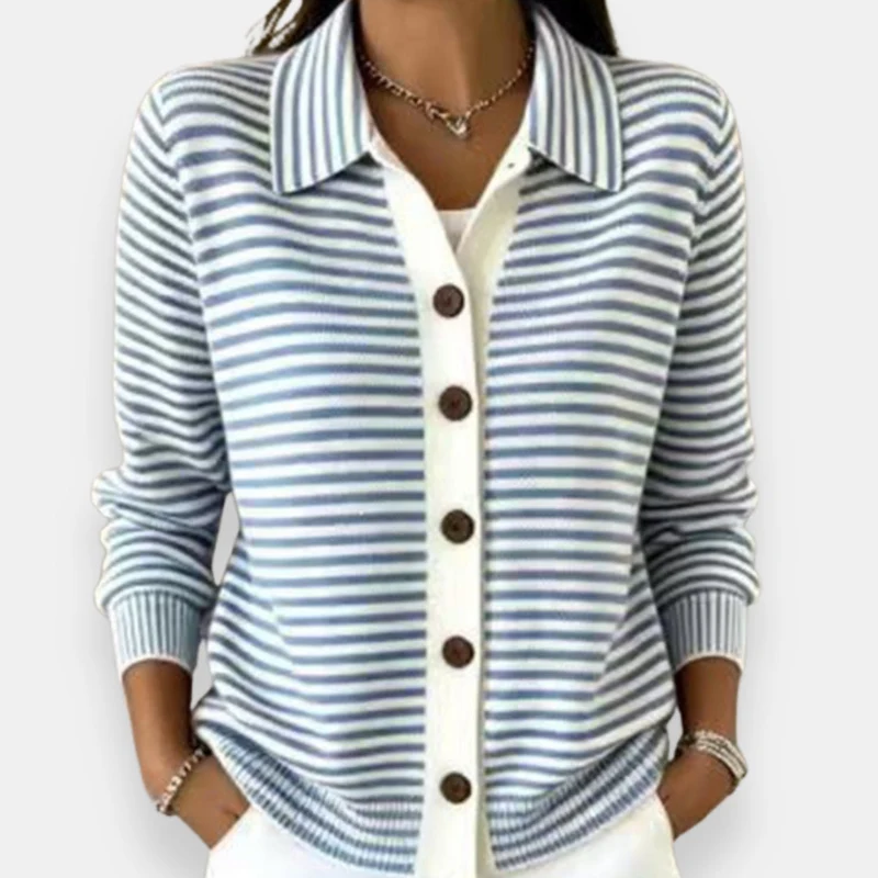 Kerana - Gestreifter Strickcardigan Mit Knöpfen