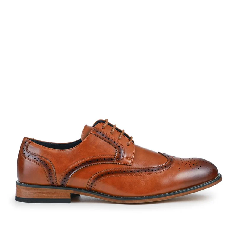 Wide Fit Smart Lace-Up Shoes - XINGH42001 / 327 938 - Tan
