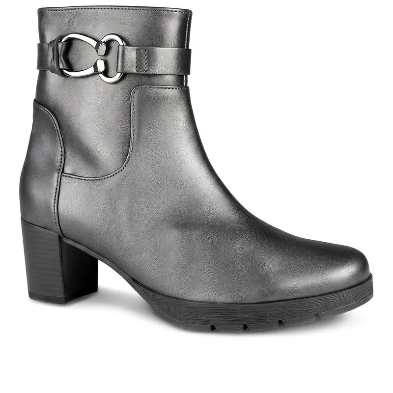 Gabor Wide Fit Leather Block Heel Ankle Boots - GABC44063 / 330 672 - Dark Grey