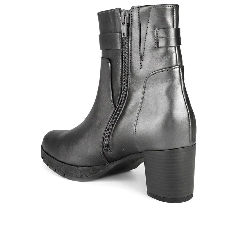 Gabor Wide Fit Leather Block Heel Ankle Boots - GABC44063 / 330 672 - Dark Grey