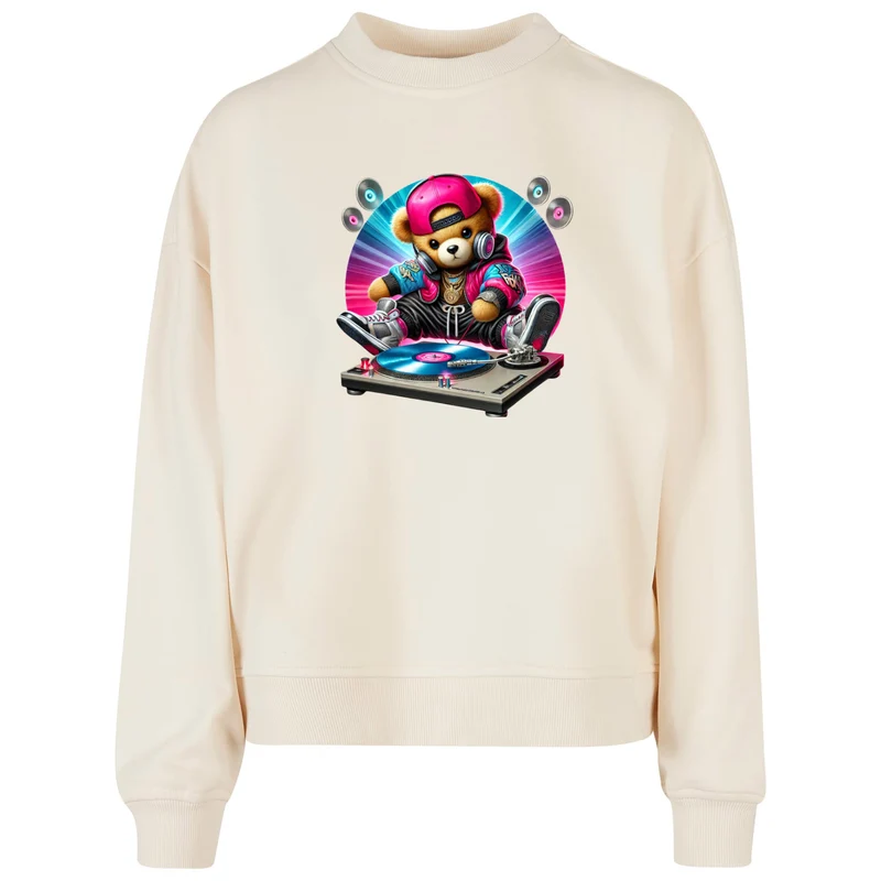 Ladies Oversized Sweatshirt - DJ Teddy Bear