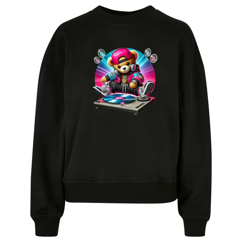 Ladies Oversized Sweatshirt - DJ Teddy Bear