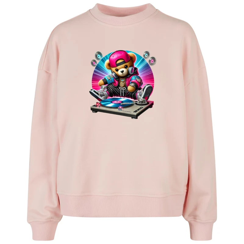Ladies Oversized Sweatshirt - DJ Teddy Bear