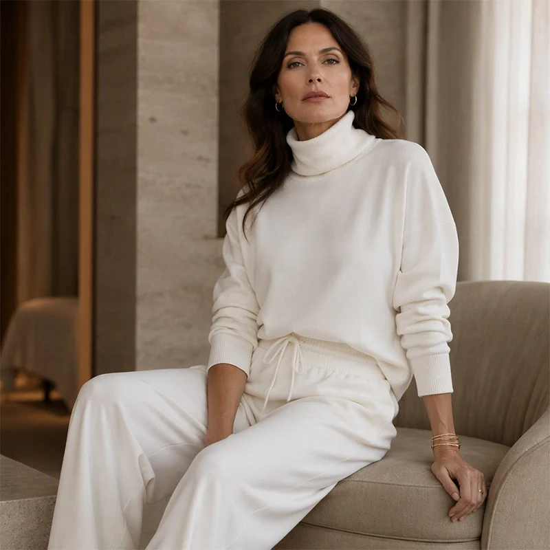 Phylles – Zweiteiliges Set mit Rollkragenpullover Und Hose Mit Weitem Bein