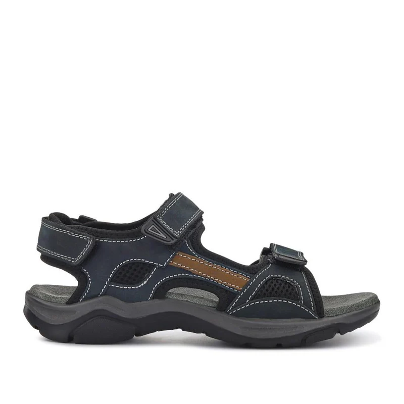 Leather Touch-Fasten Sandals - DDIN41006 / 327 395 - Navy-Brown