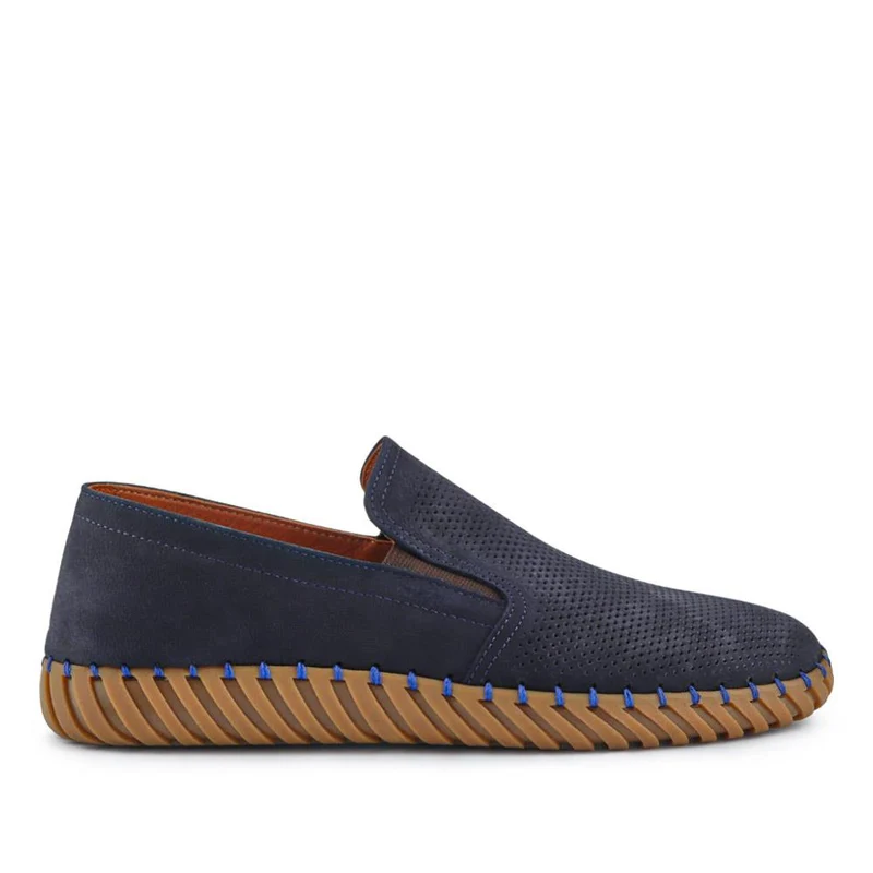 Men's Casual Leather Slip-On Shoes - OZIL41000 / 326 847 - Navy
