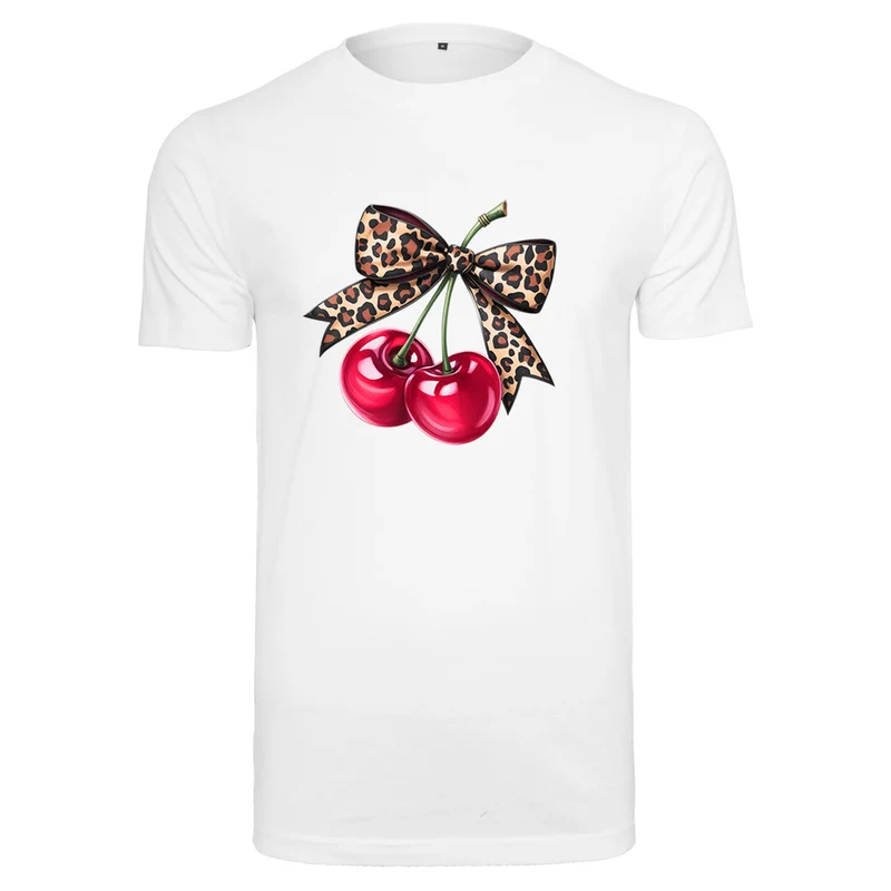 Hot Cherry T-Shirt – Damen Shirt mit Cherry-Print und Leo-Schleife