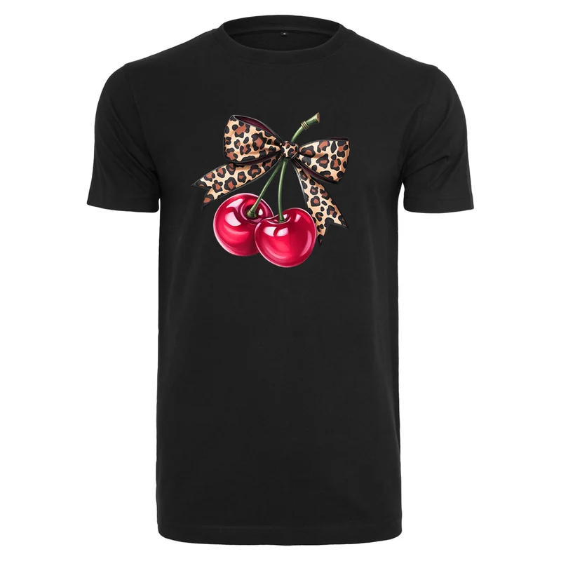 Hot Cherry T-Shirt – Damen Shirt mit Cherry-Print und Leo-Schleife