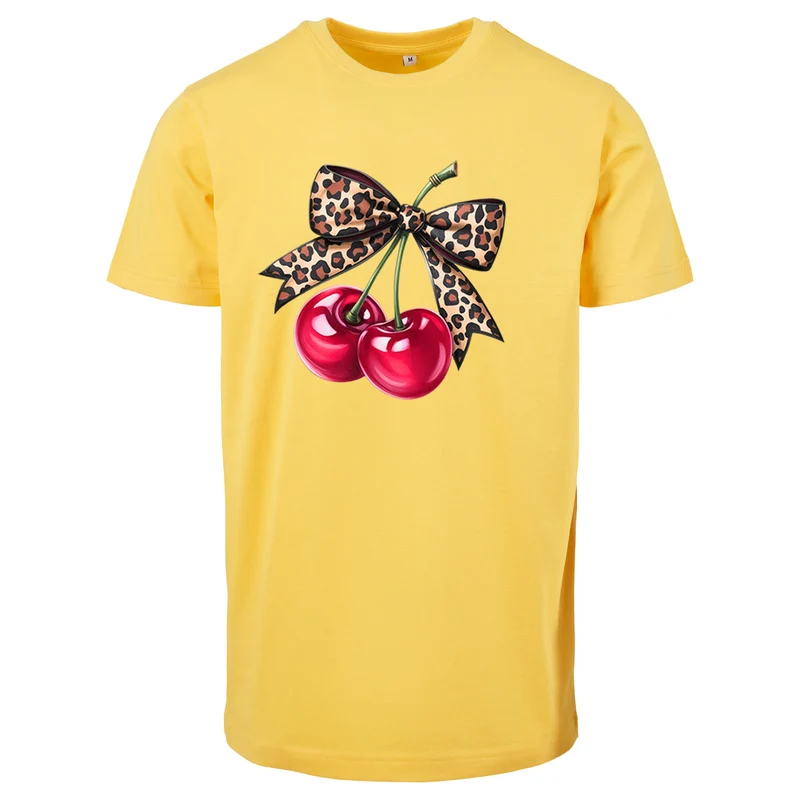 Hot Cherry T-Shirt – Damen Shirt mit Cherry-Print und Leo-Schleife