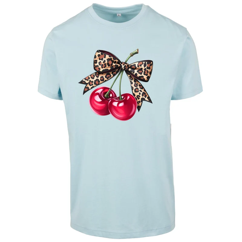 Hot Cherry T-Shirt – Damen Shirt mit Cherry-Print und Leo-Schleife