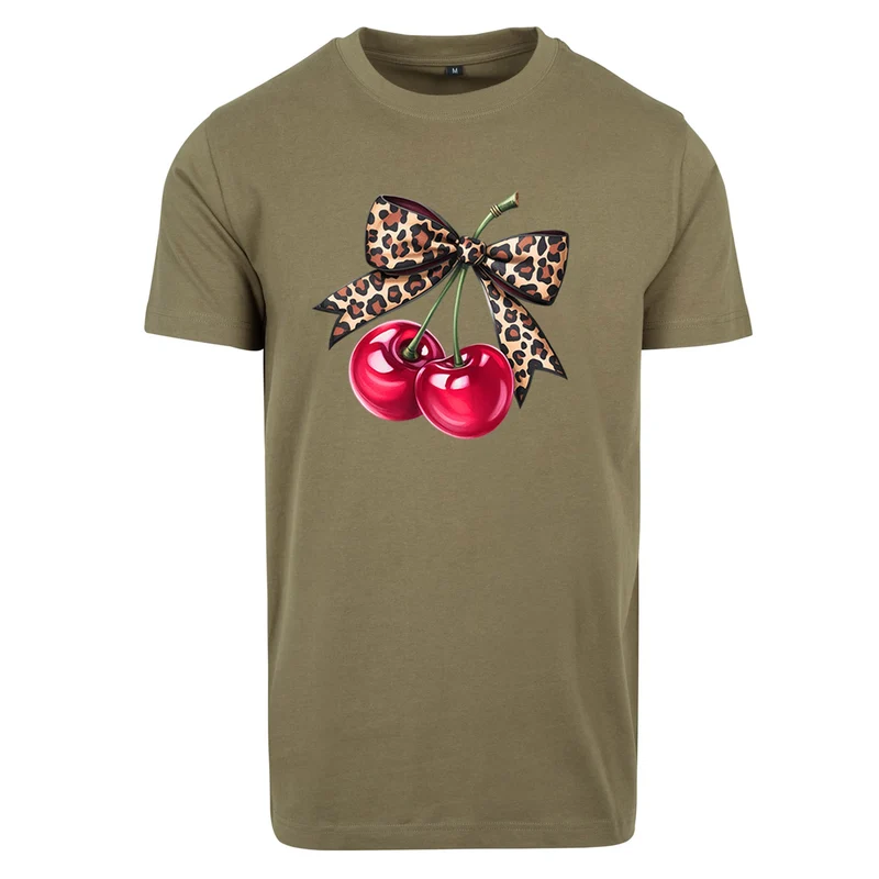 Hot Cherry T-Shirt – Damen Shirt mit Cherry-Print und Leo-Schleife
