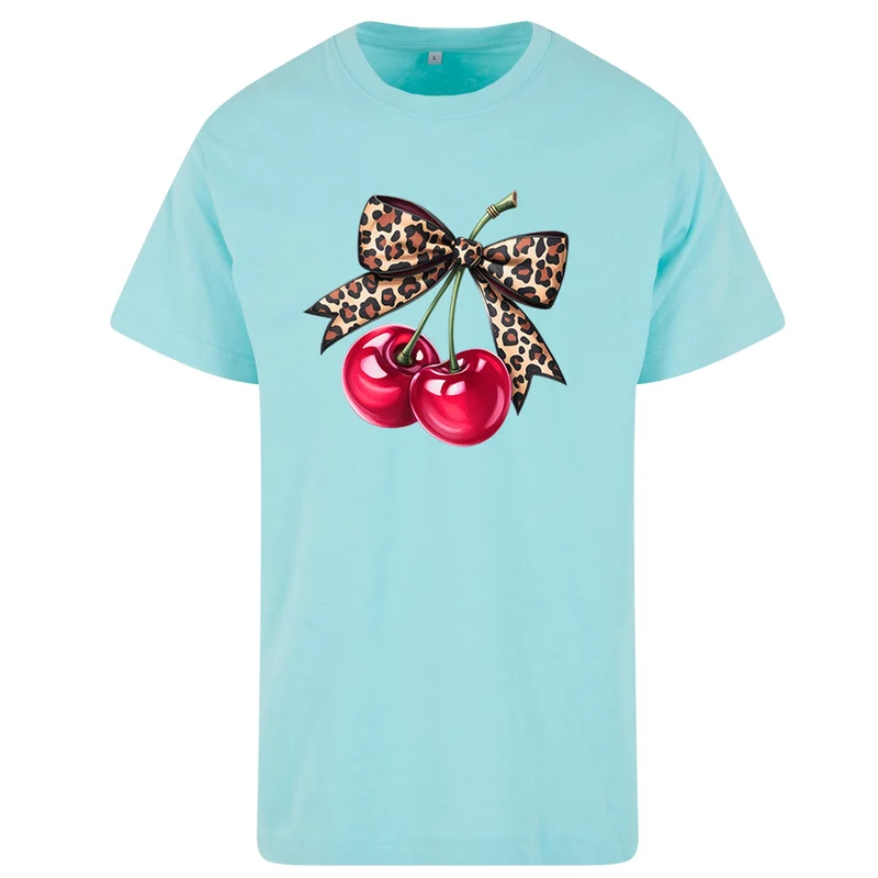 Hot Cherry T-Shirt – Damen Shirt mit Cherry-Print und Leo-Schleife