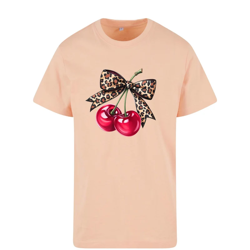 Hot Cherry T-Shirt – Damen Shirt mit Cherry-Print und Leo-Schleife