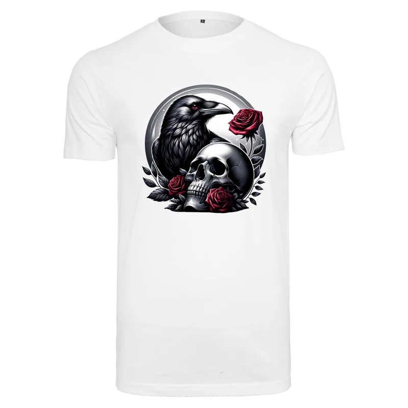 Gothic Valentine T-Shirt – Statement Shirt mit Raven, Skull & Rose Print