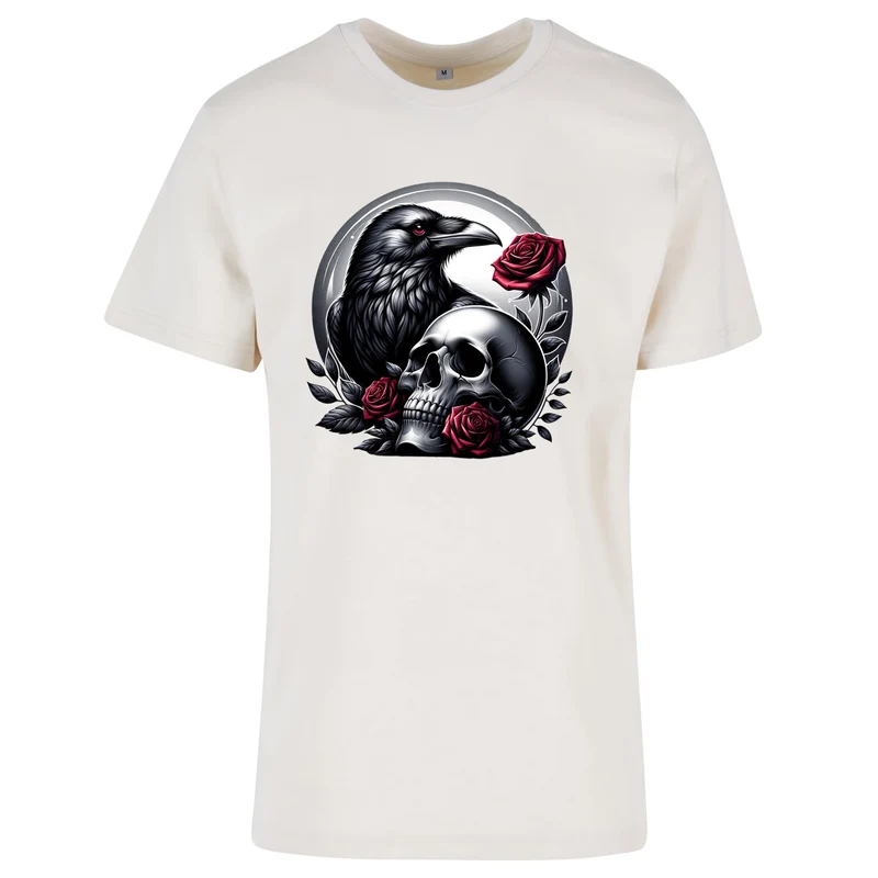Gothic Valentine T-Shirt – Statement Shirt mit Raven, Skull & Rose Print