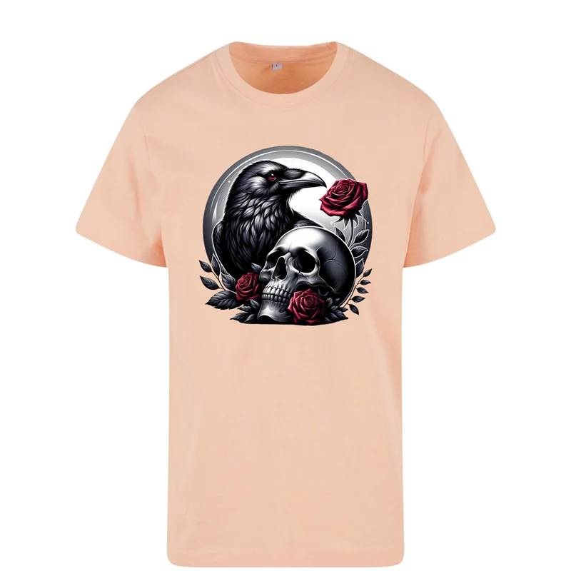 Gothic Valentine T-Shirt – Statement Shirt mit Raven, Skull & Rose Print