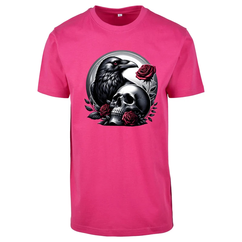 Gothic Valentine T-Shirt – Statement Shirt mit Raven, Skull & Rose Print