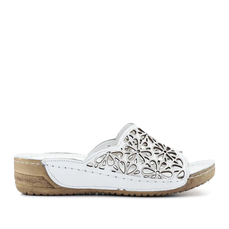Breathable Cushioned Leather Mules - FLMI41000 / 327 607 - White