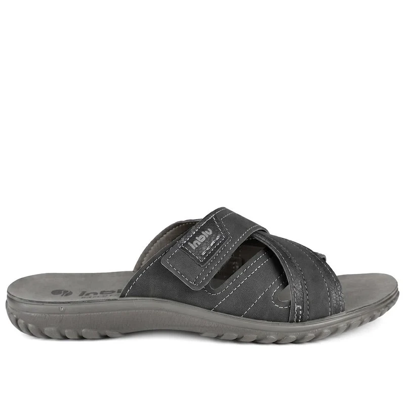 Inblu Crossed Touch Fasten Strap Mule Sandals - INB43040 / 330 333 - Black