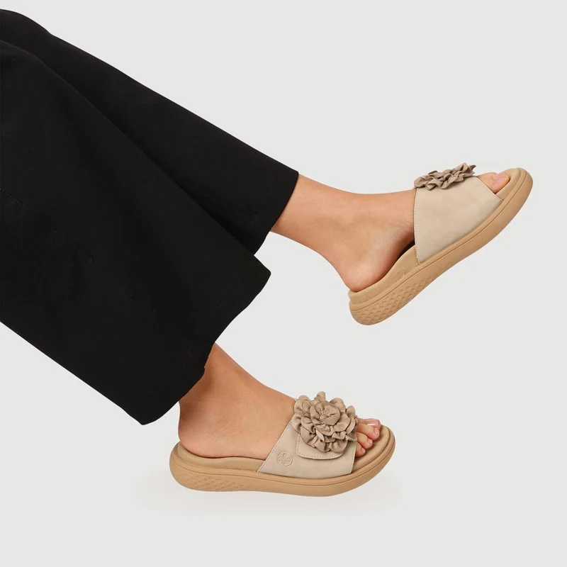 Rose-Detailed Sliders - RKR41547 / 327 293 - Beige
