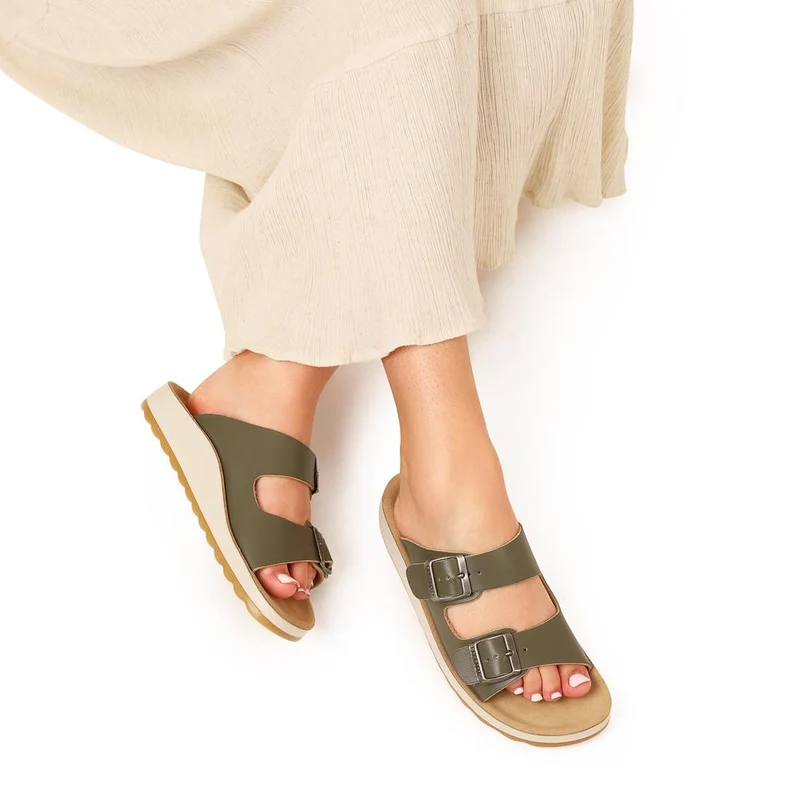 Fly Flot Dual-Strap Slip-On Sandals - FLY37069 / 323 229 - Khaki