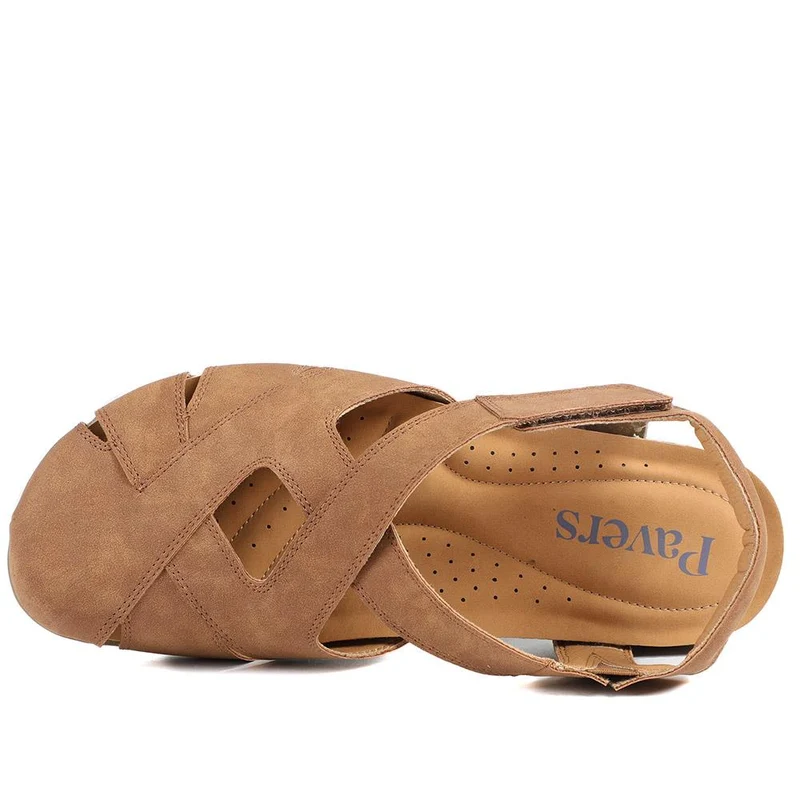 Adjustable Cushioned Sandals - WOIL43023 / 328 998 - Tan