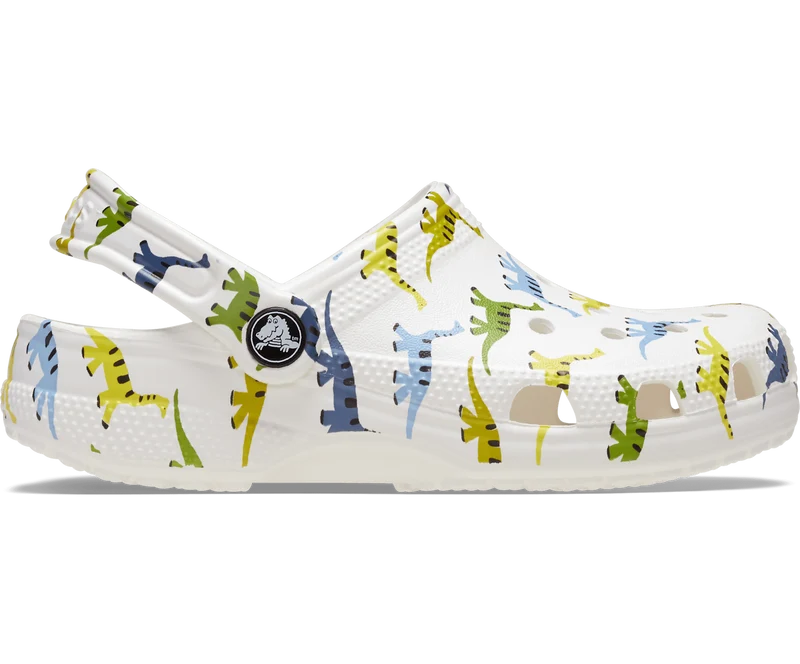 CROCS Klassischer Dinosaurier-Clog für Kinder – Weiß