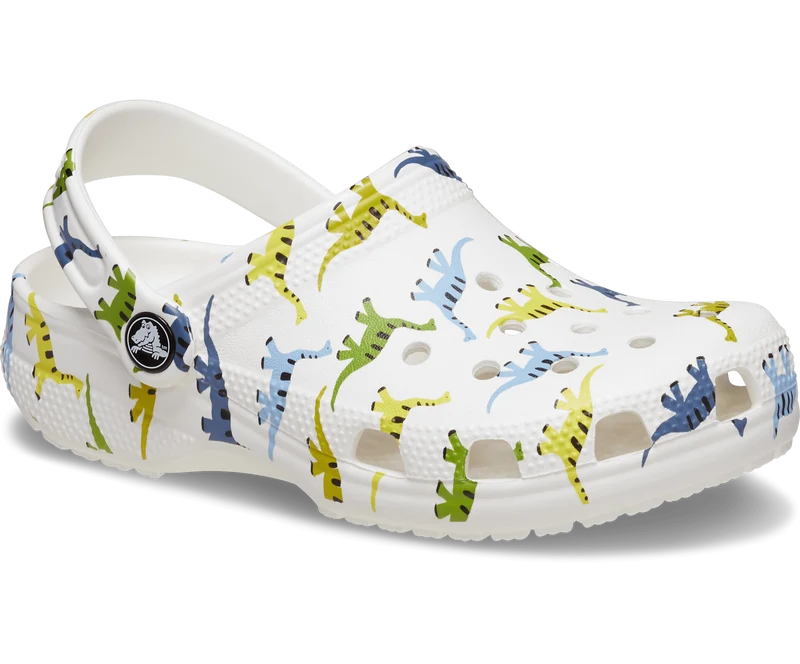 CROCS Klassischer Dinosaurier-Clog für Kinder – Weiß