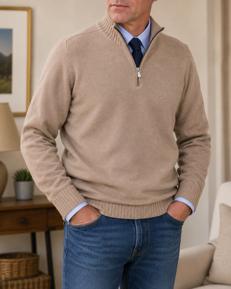 Abdel – Langarmpullover Mit Viertelreißverschluss