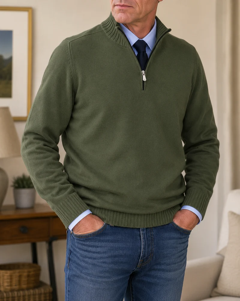 Abdel – Langarmpullover Mit Viertelreißverschluss