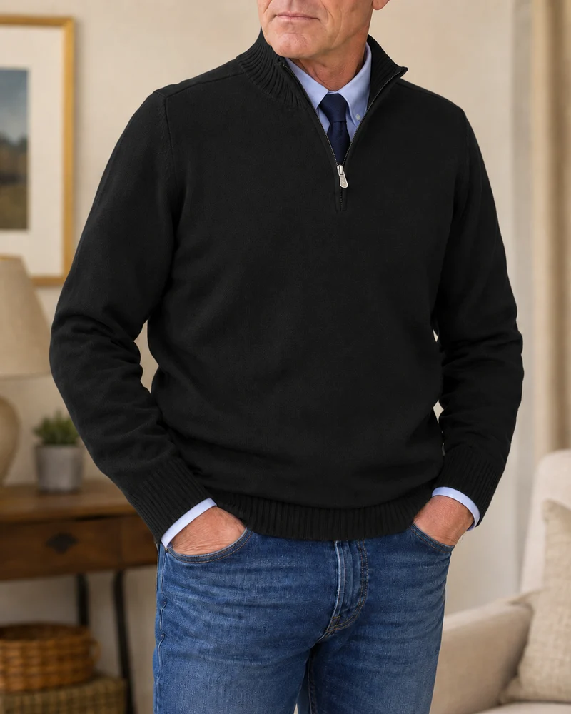 Abdel – Langarmpullover Mit Viertelreißverschluss