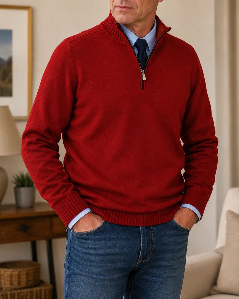 Abdel – Langarmpullover Mit Viertelreißverschluss