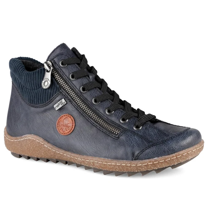 Rieker Zip & Lace High-Top Trainers - RKR42531 / 327 695 - Navy-Navy