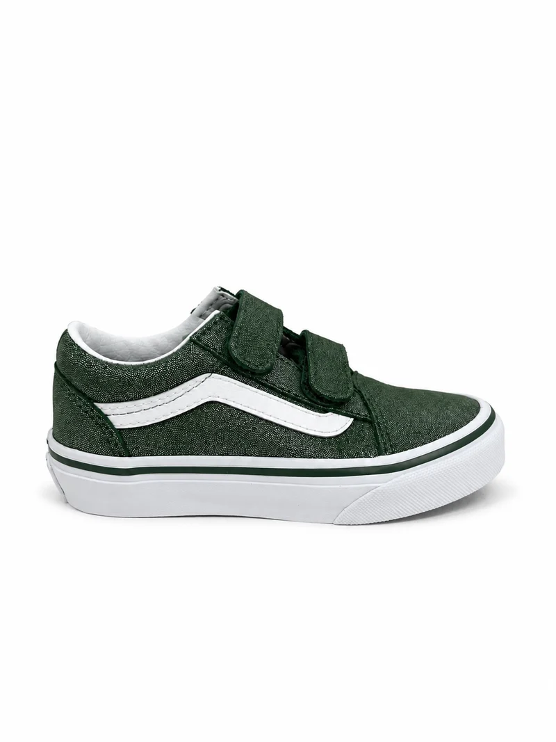 VANS Old Skool V Sneaker für Kinder | Tinsel Wildleder Grün True White