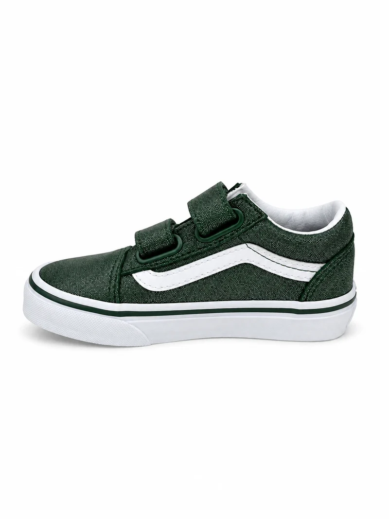 VANS Old Skool V Sneaker für Kinder | Tinsel Wildleder Grün True White