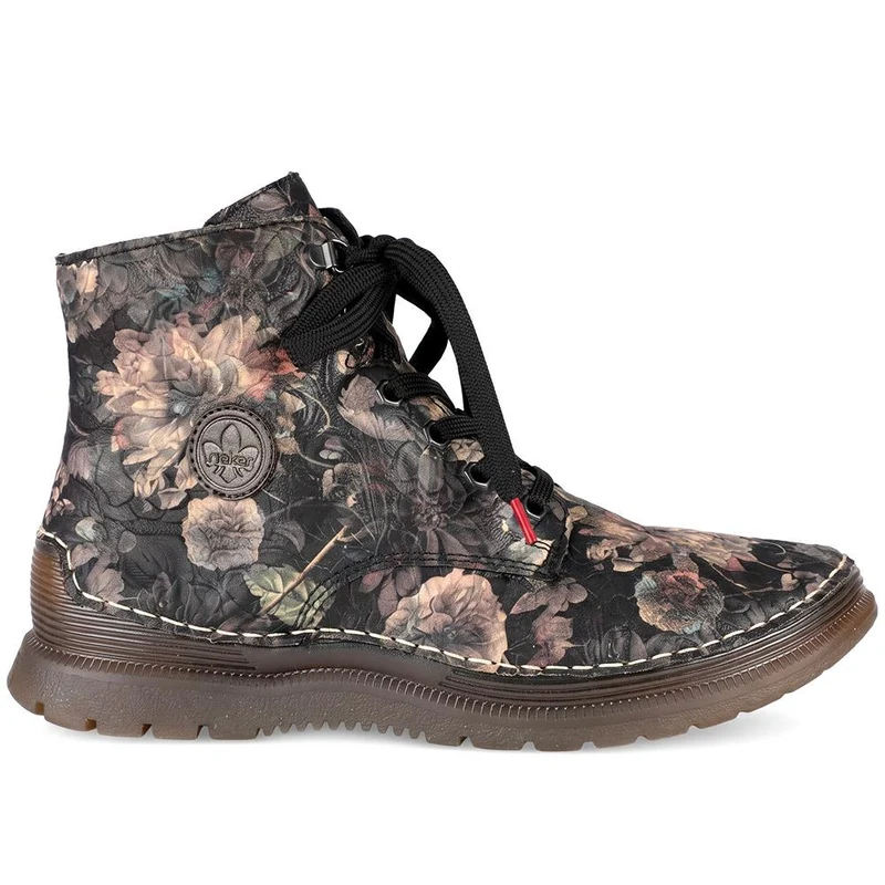 Rieker Floral Lace Up Ankle Boots - RKR44503 / 329 730 - Multi