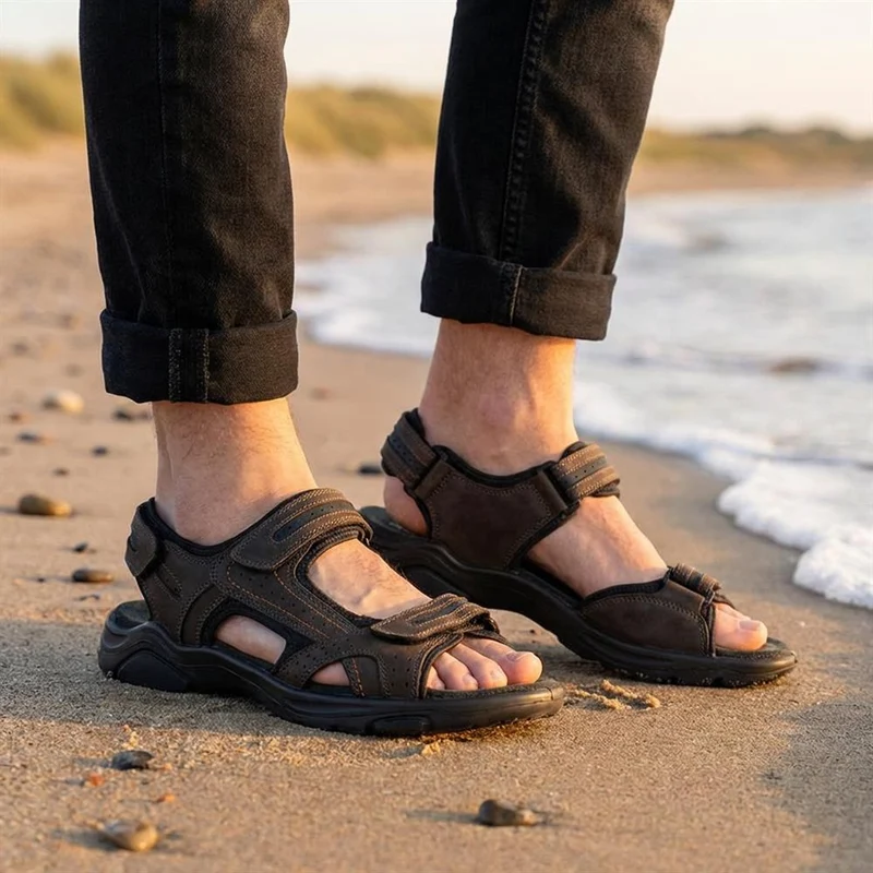 Comfy Triple Touch Fasten Sandals - DDIN43007 / 329 101 - Dark Brown