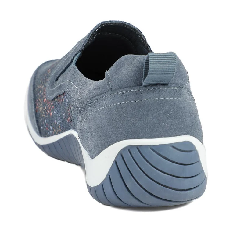 Wide Fit Leather Slip On Comfort Trainers - BRK43025 / 328 915 - Blue Multi
