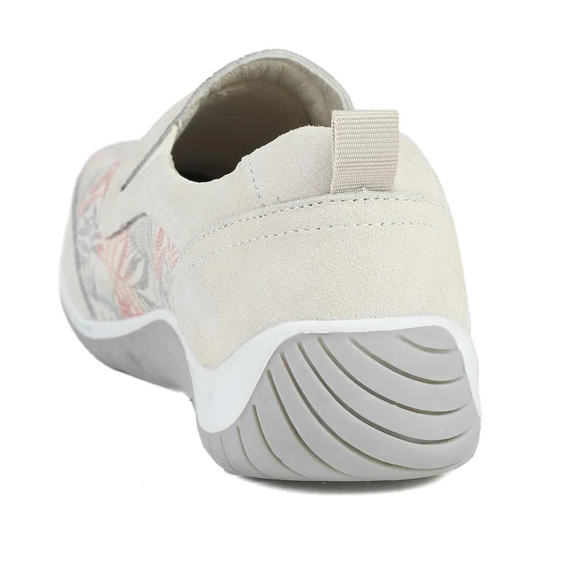 Wide Fit Leather Slip On Comfort Trainers - BRK43025 / 328 915 - BEIGE FLORAL