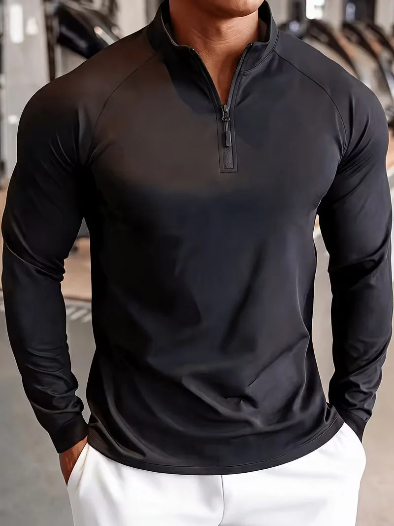 Zerdan – Langarm-Sweatshirt Mit Halbem Reißverschluss