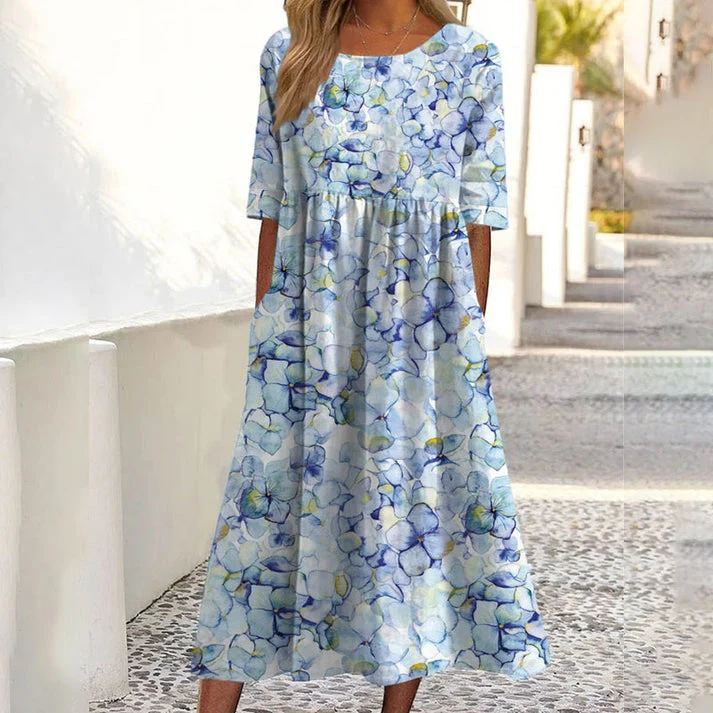 Saadia - Kurzärmeliges Kleid Mit Aufdruck und Tasche