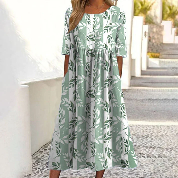 Saadia - Kurzärmeliges Kleid Mit Aufdruck und Tasche