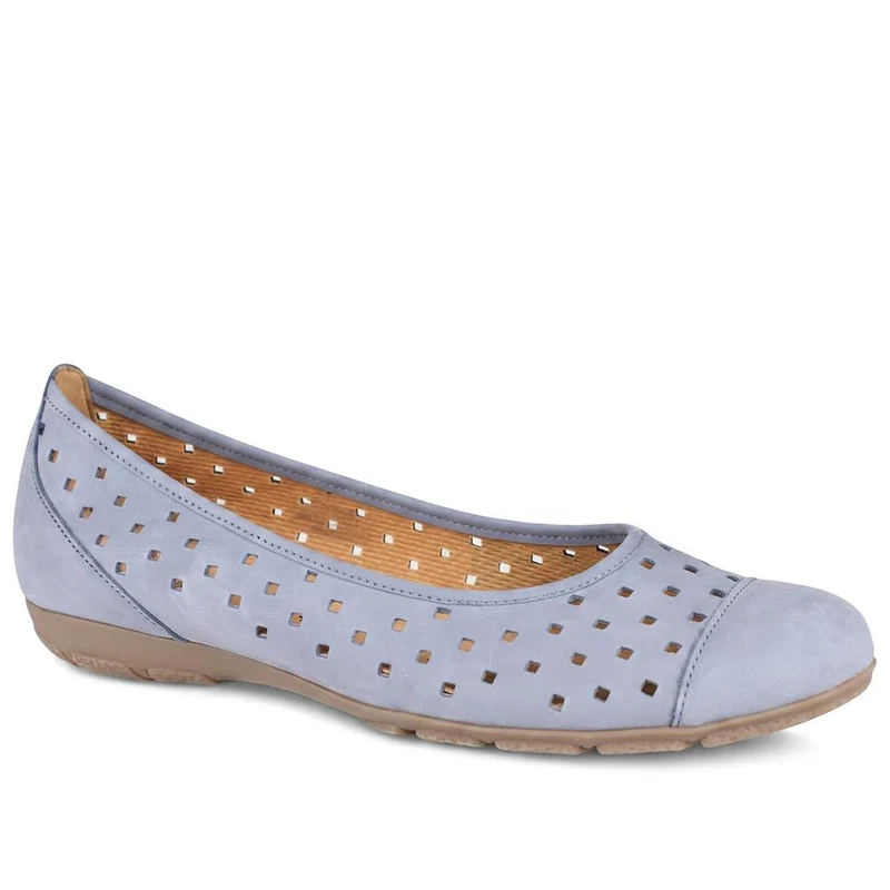 Gabor Leather Perforated Ballet Flats - GABC44060 / 330 679 - Denim