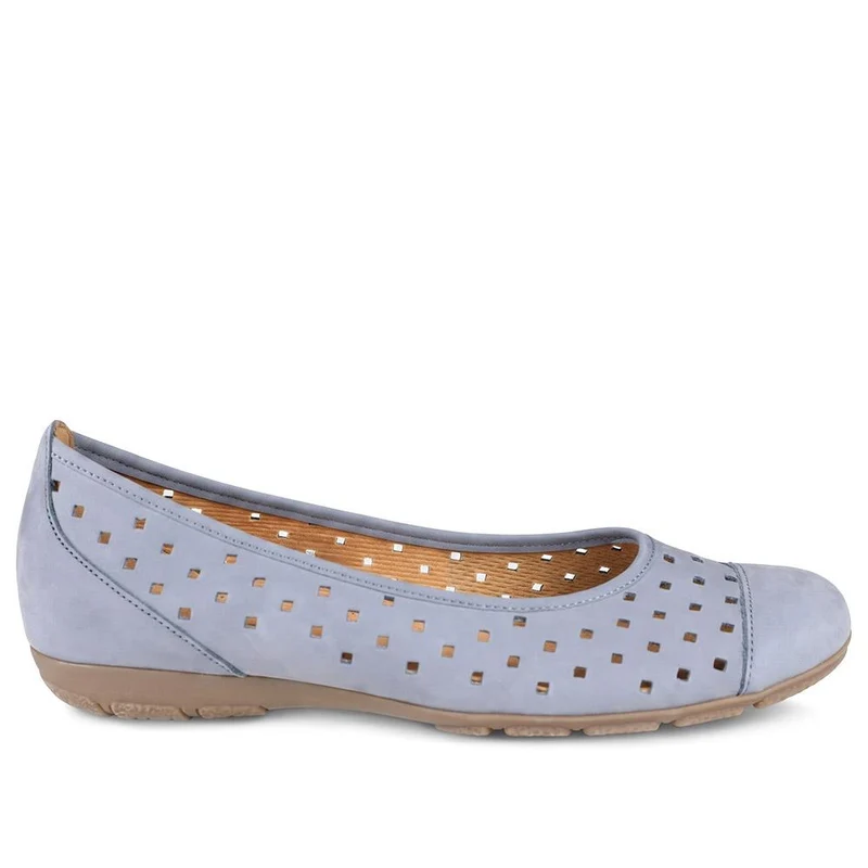Gabor Leather Perforated Ballet Flats - GABC44060 / 330 679 - Denim
