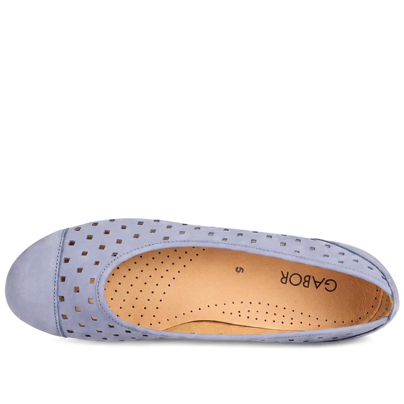 Gabor Leather Perforated Ballet Flats - GABC44060 / 330 679 - Denim