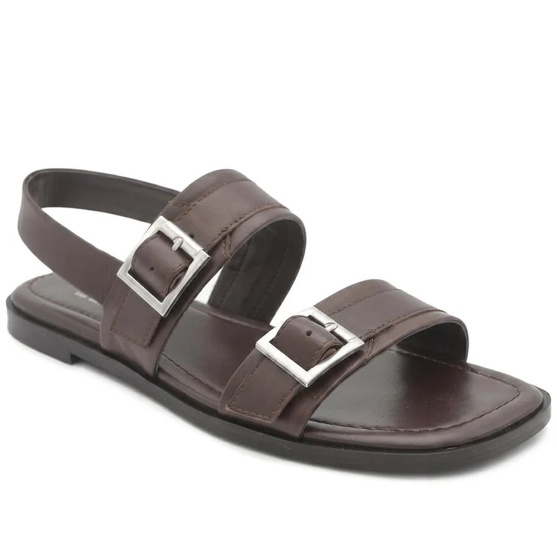 Haniya Leather Dual Buckle Fasten Sandals - HANIYA / 329 573